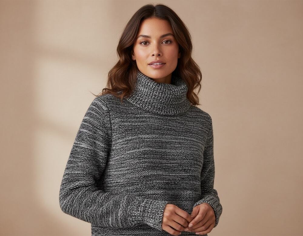 Cynthia Rowley Womens M Wool Blend Cowl Neck Tunic Sweater Black Gray